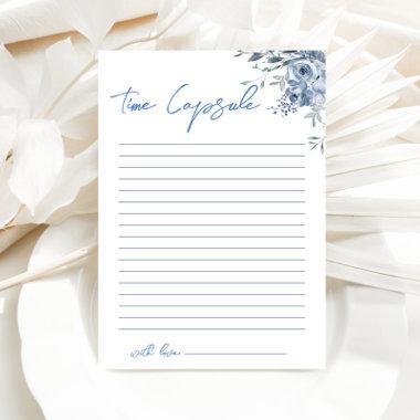 Floral Dusty Blue Time Capsule Shower Game Invitations