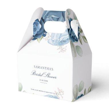 Floral Dusty Blue Watercolor Bridal Shower Favor Boxes