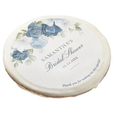Floral Dusty Blue Watercolor Script  Sugar Cookie