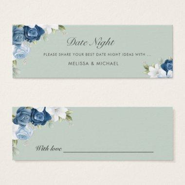 Floral Dusty Blue Wedding Date Night Jar Invitations