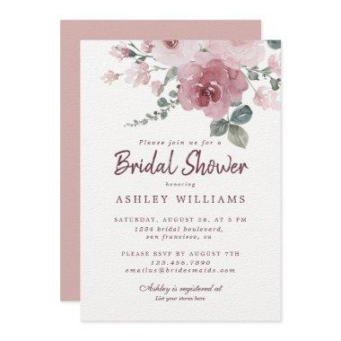 Floral Dusty Pink Rose Burgundy