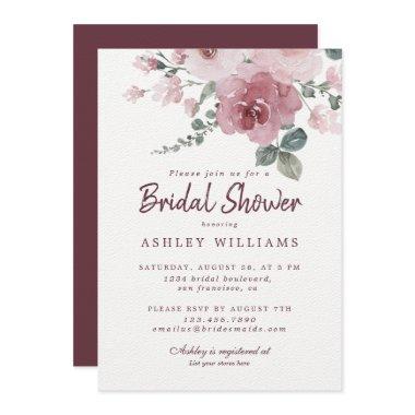 Floral Dusty Pink Rose Burgundy
