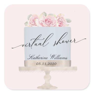 floral elegant cake virtual bridal shower sticker