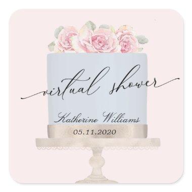 floral elegant cake virtual bridal shower sticker