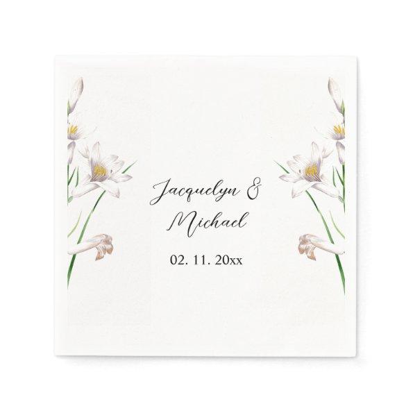 Floral Elegant Chic Cute Calligraphy Add Name Napkins