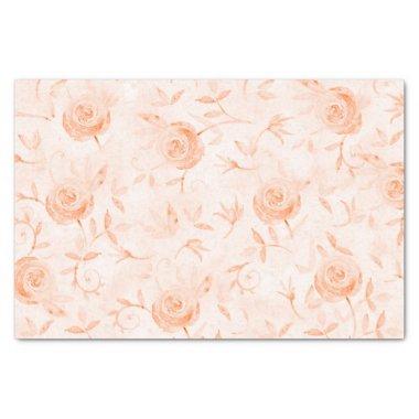 Floral Elegant Rose Peach Pattern Tissue Paper