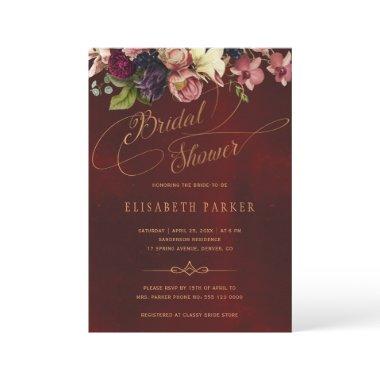 Floral elegant script burgundy