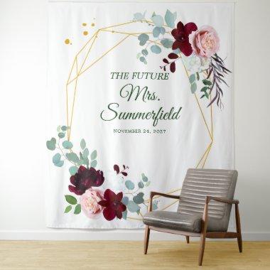 Floral Eucalyptus Geometric Bridal Shower Tapestry