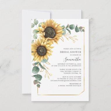 Floral Eucalyptus Sunflower Bridal Shower Invitations