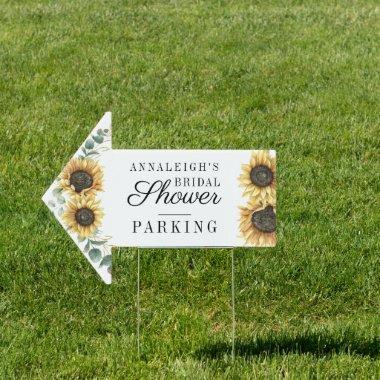 Floral Eucalyptus Sunflower Bridal Shower Parking Sign