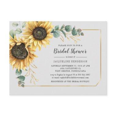 Floral Eucalyptus Sunflower Script Bridal Shower Invitation PostInvitations