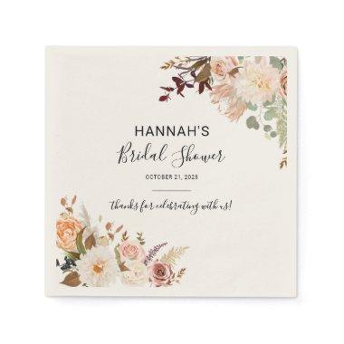 Floral Fall Botanical Bridal Shower Paper Napkins