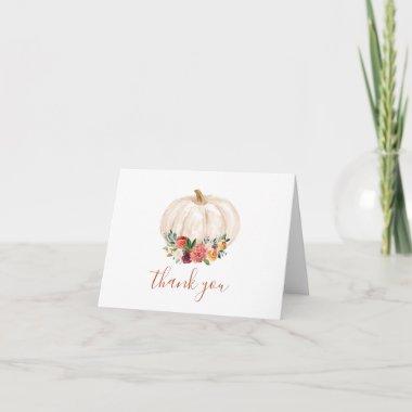 Floral Fall In Love Pumpkin Wedding Thank You Invitations