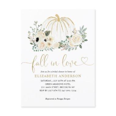 Floral Fall in Love White Pumpkin Bridal Shower PostInvitations