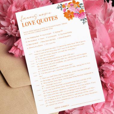 Floral Famous Movie Love Quotes Bridal Shower Game