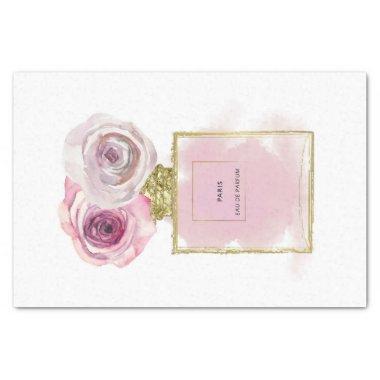 Floral Fashion Perfume Bottle Pink Roses Gold Glam Tissue Paper