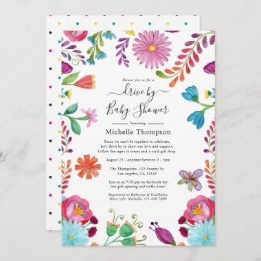 Floral Fiesta Drive By Bridal or Baby Shower Invitations