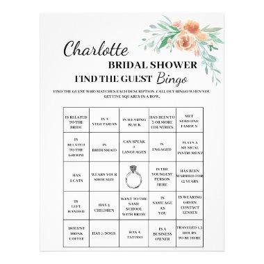 Floral Find The Guest Bridal Shower Bingo Flyer