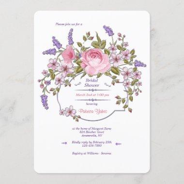 Floral Frame Bridal Shower Invitations