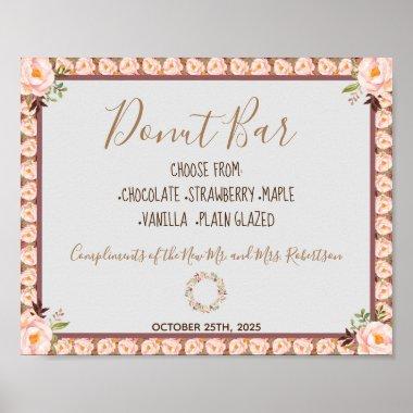 Floral Frame Donut Bar Bridal Shower Wedding Sign