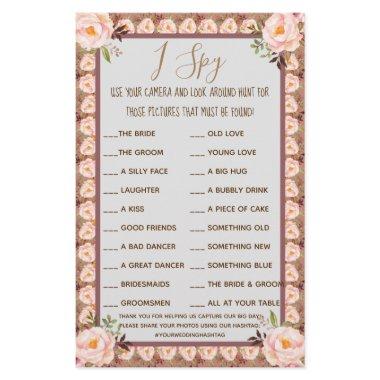 Floral Frame Wedding Reception I Spy Game  Flyer