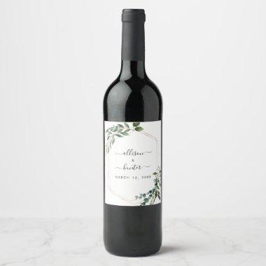 Floral Framed Wedding Wine Label