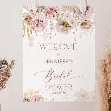 Floral garden boho bridal shower welcome foam board