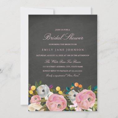 Floral Garden Chalkboard Bridal Shower Invite