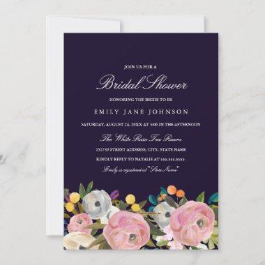 Floral Garden Pink Purple Bridal Shower Invite