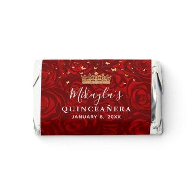 Floral Gold and Red Quinceanera Chocolate Hershey's Miniatures