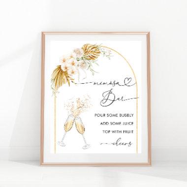 Floral Gold Boho Arch Heart Script Mimosa Bar Poster