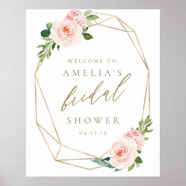 Floral Gold Bridal Shower Welcome Sign