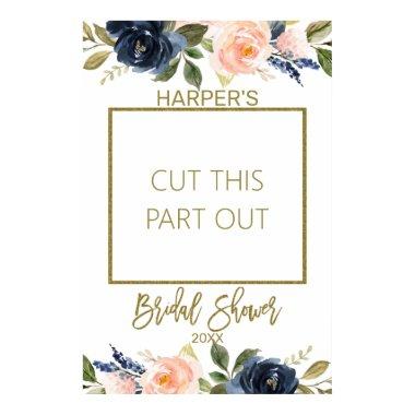 Floral Gold Calligraphy Bridal Shower Photo Booth Poster