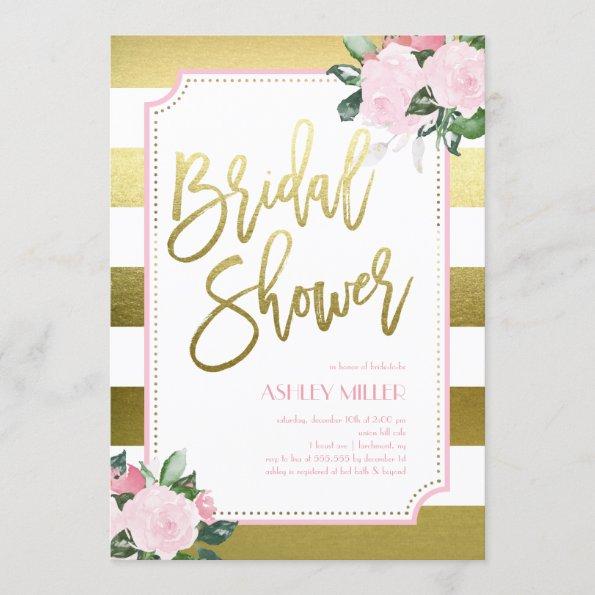 Floral Gold Faux Foil | Bridal Shower Invitations