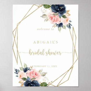 Floral Gold Geometric Bridal Shower Welcome Poster