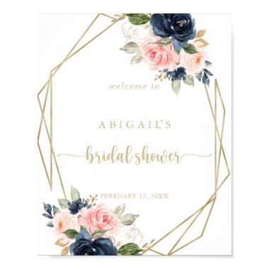 Floral Gold Geometric Bridal Shower Welcome Poster