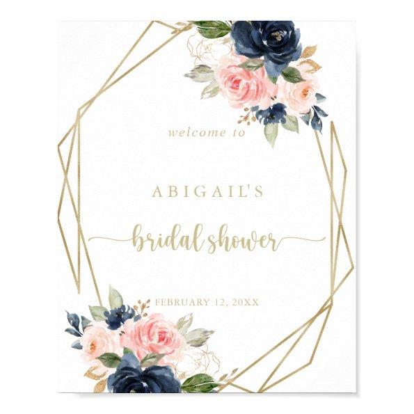 Floral Gold Geometric  Welcome Poster