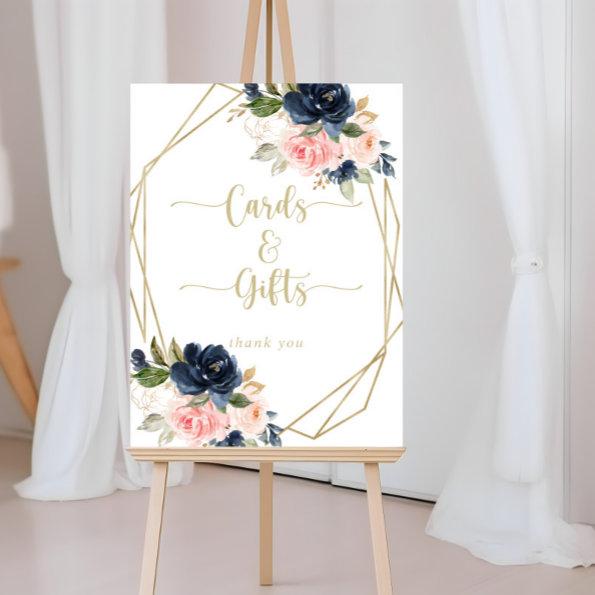 Floral Gold Geometric Invitations and Gifts Sign