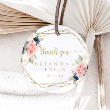 Floral Gold Geometric Thank You Wedding Favor Classic Round Sticker