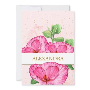 Floral Gold Pink Wash Poppies