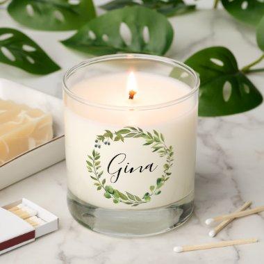 Floral Greenery Bridal Shower Wedding Favor Scented Candle