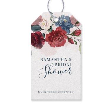 Floral Greenery Burgundy Bridal Shower Gift Tags