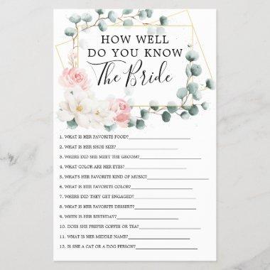 Floral Greenery Double Sided Bridal Shower Games