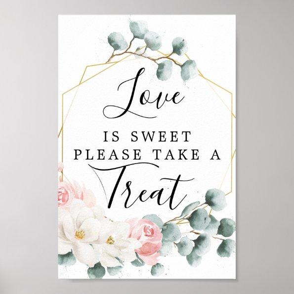 Floral Greenery Love Is Sweet Favors Sign