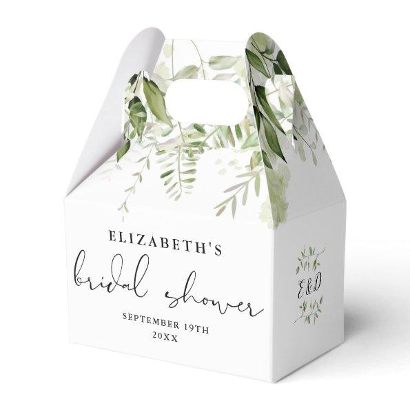 Floral Greenery Script Bridal Shower Favor Box