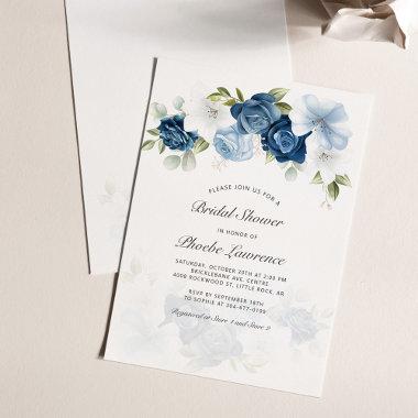 Floral Greenery Script Bridal Shower Invitations
