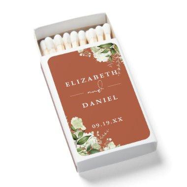 Floral Greenery Terracotta Wedding Favors Matchboxes