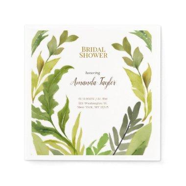 Floral Greenery Watercolor Elegant  Napkins