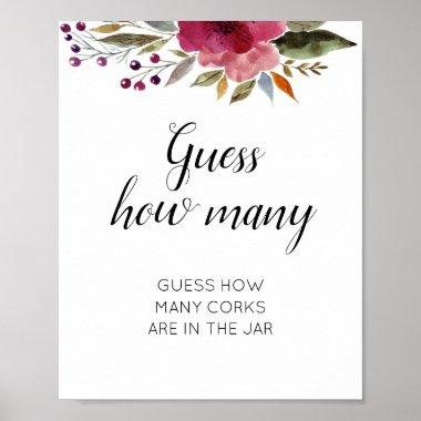 Floral Guess How Many Corks Bridal Shower Game Poster