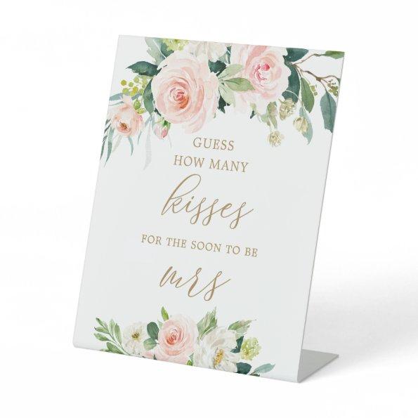 Floral Guess How Many Kisses Bridal Shower Game Pedestal Sign